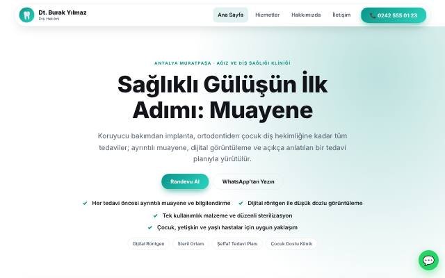 Diş Hekimi web sitesi şablonu: Modern tasarımı