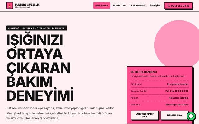Güzellik Merkezi web sitesi şablonu: Bold tasarımı