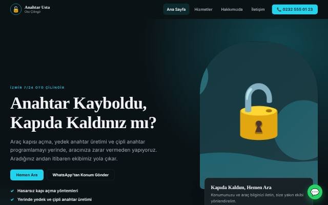 Oto Çilingir web sitesi şablonu: Prestij tasarımı