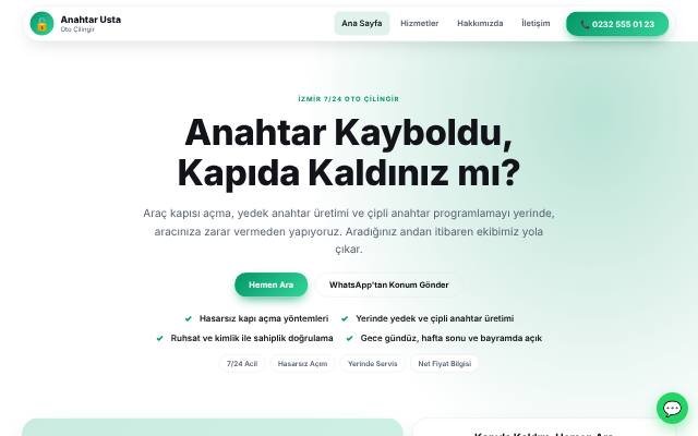 Oto Çilingir web sitesi şablonu: Modern tasarımı