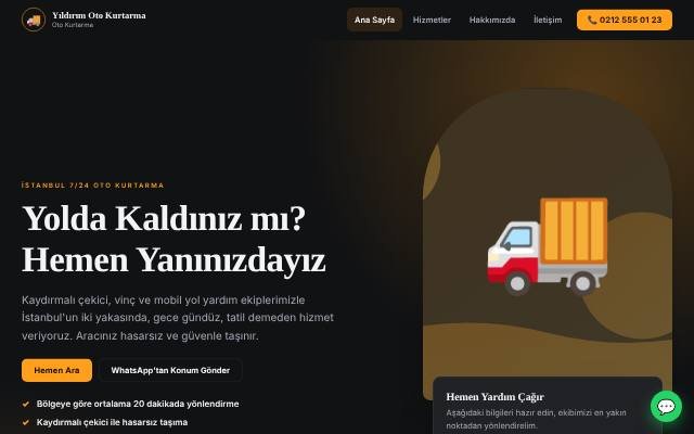 Oto Kurtarma web sitesi şablonu: Prestij tasarımı