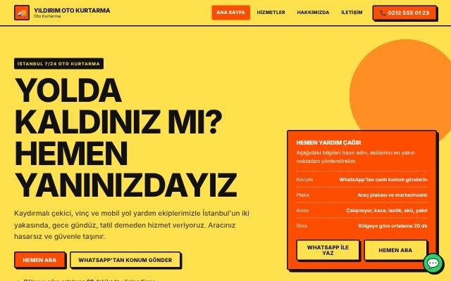 Oto Kurtarma web sitesi şablonu: Bold tasarımı