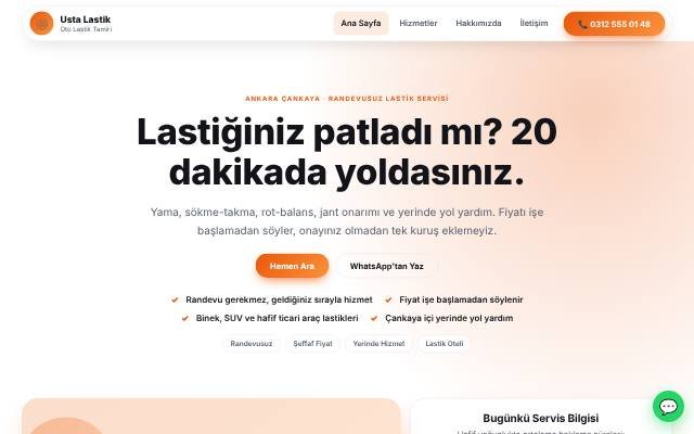 Oto Lastik Tamiri web sitesi şablonu: Modern tasarımı