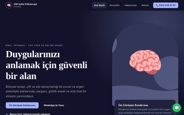 Psikolog web sitesi şablonu: Prestij tasarımı