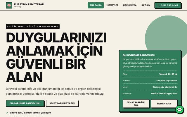 Psikolog web sitesi şablonu: Bold tasarımı